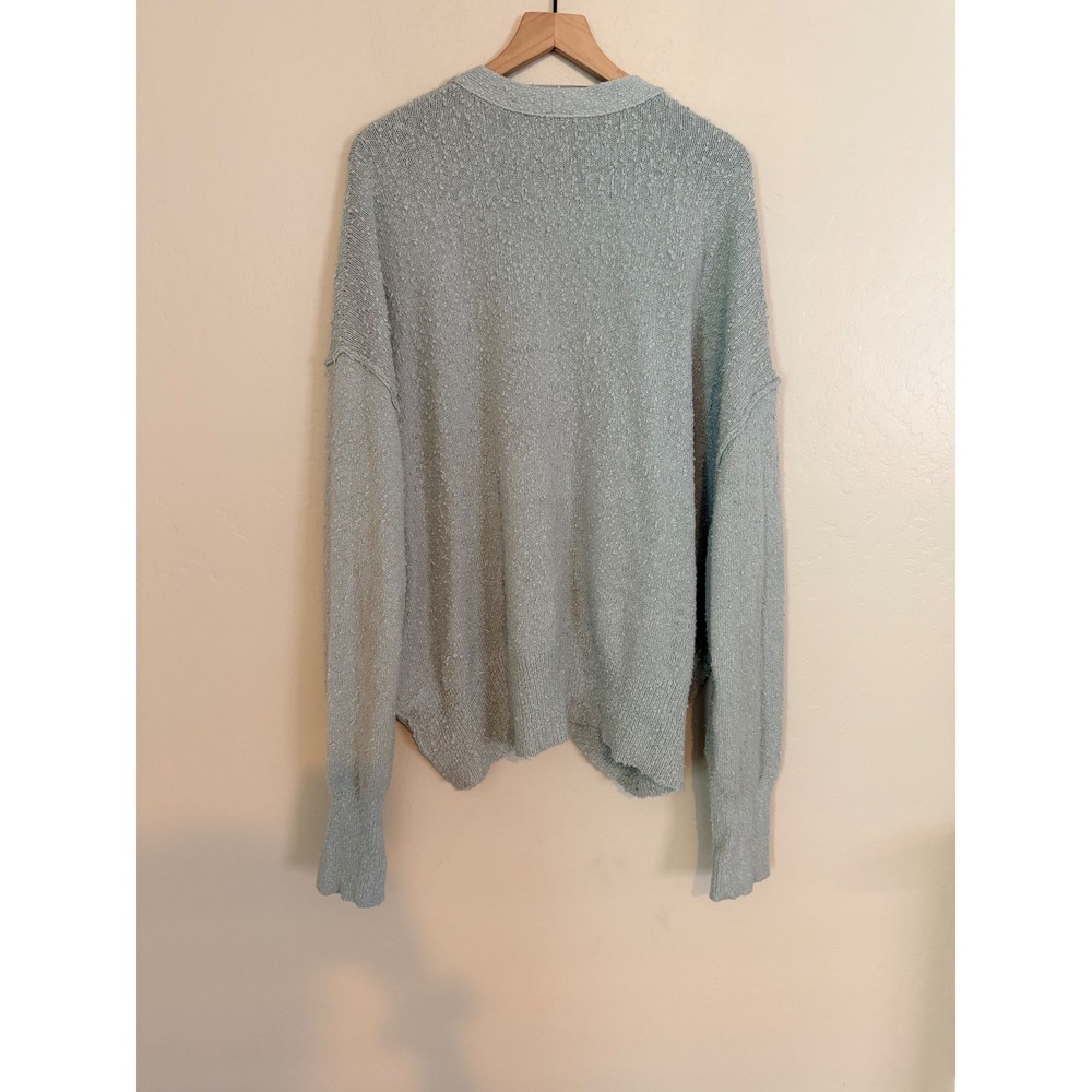 Free People Found My Friend Cardigan XL Light Blue Textured Button Front - Picture 6 of 7